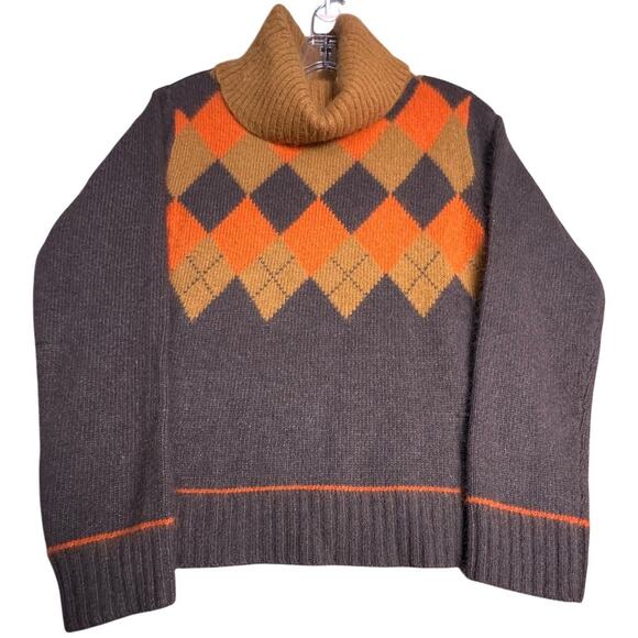Vtg 90s Rafaella Argyle Lambswool Rabbit Hair Turtleneck Sz M Fall Thanksgiving - Picture 2 of 16